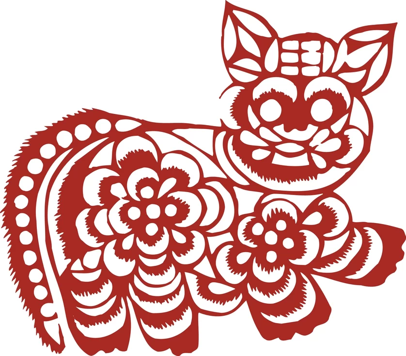 中国风中式传统喜庆民俗人物动物窗花剪纸插画边框AI矢量PNG素材【612】